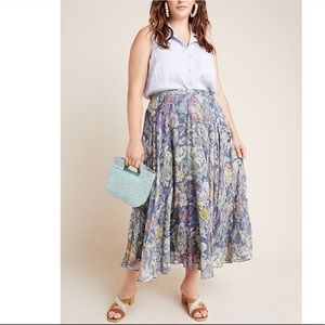 NWT Anthropologie Floral Purple Skirt Size 14